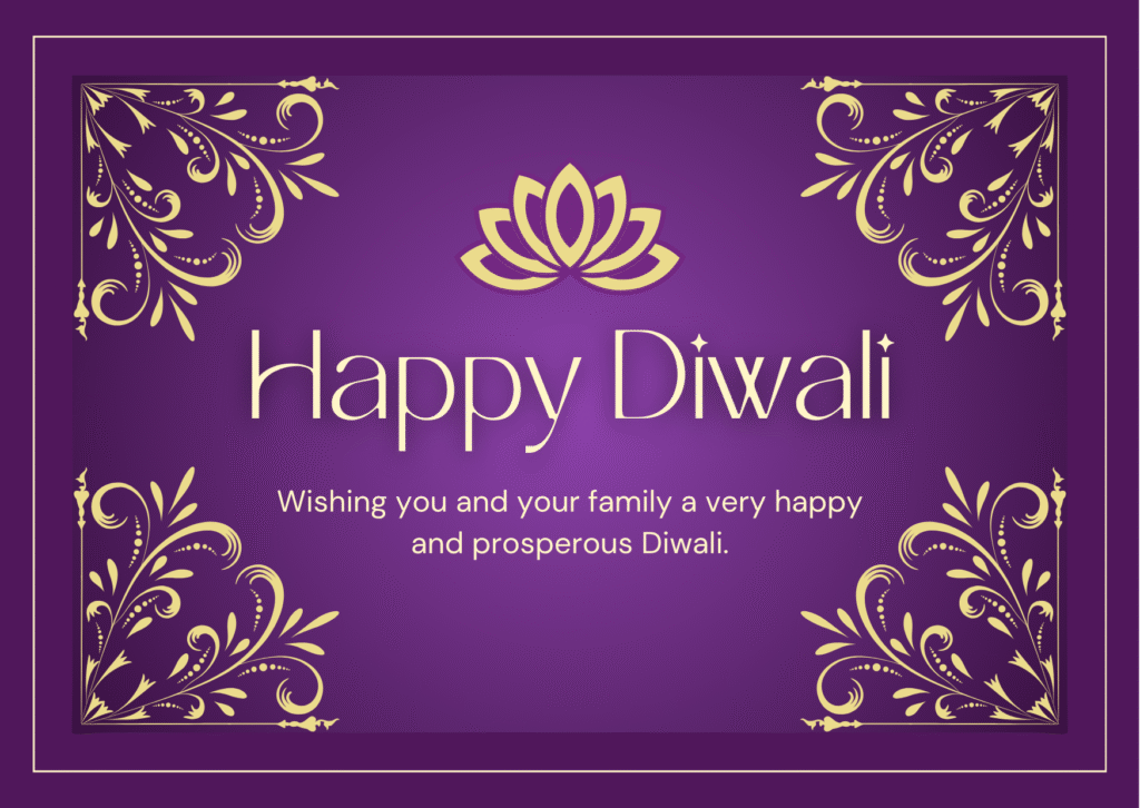 purple festive happy diwali greeting card
